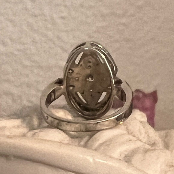 Edwardian Ring, Round Cut CZ & Moissanite Diamond - Picture 3 of 12